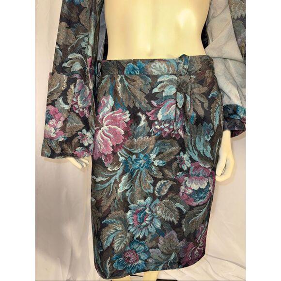 Vintage Jessica Scott Floral Tapestry Blazer + Skirt Suit – Large - Picture 8 of 12